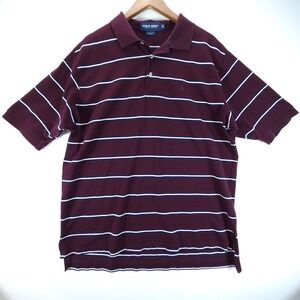 Polo Golf Ralph Lauren Men XL Maroon Striped Pima Cotton Vtg Preppy Polo Shirt